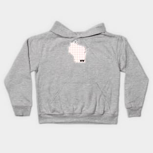 USA States: Wisconsin (pink plaid) Kids Hoodie